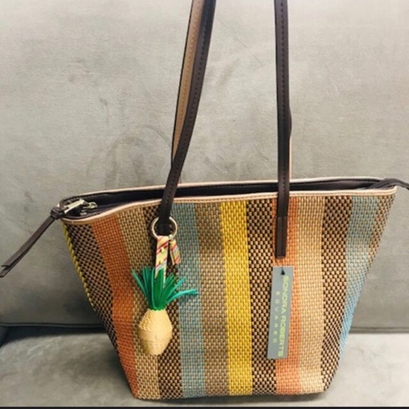 Sondra Roberts Woven Striped Tote,NWT-Boutique - Picture 6 of 7